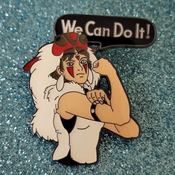 3/$20 WE CAN DO IT! Rosie The Riviter x Princess Mononoke Ghibli Enamel Pin - Picture 1 of 3